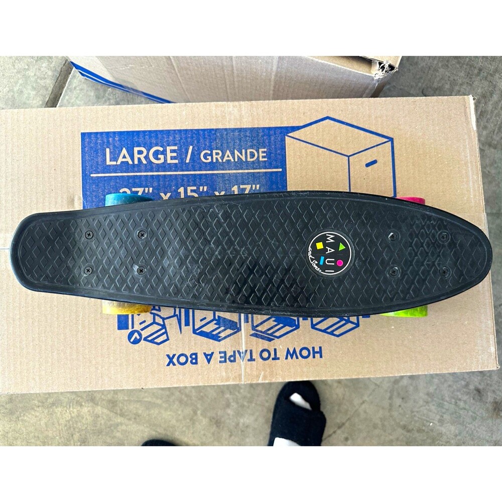 MJL 22 in Cruiser Complete Longboard Black Deck Green Trucks Multicolor Wheels